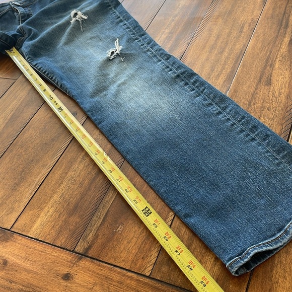KUT blue denim jeans distressed torn straight leg high rise size 14 - Picture 5 of 14